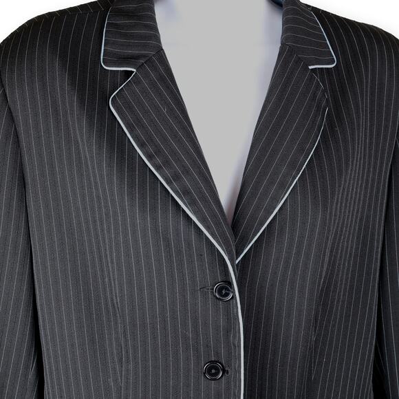 Blacker Stanley Blacker Blazer Black Blue Trim Size 10 - Picture 3 of 14